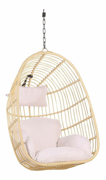 Závesné kreslo so stojanom CALSO (polyratan) (béžová)