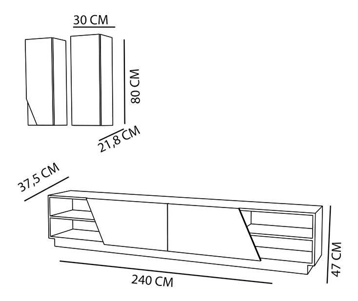 Obývacia stena Ziva (biela + teak) 