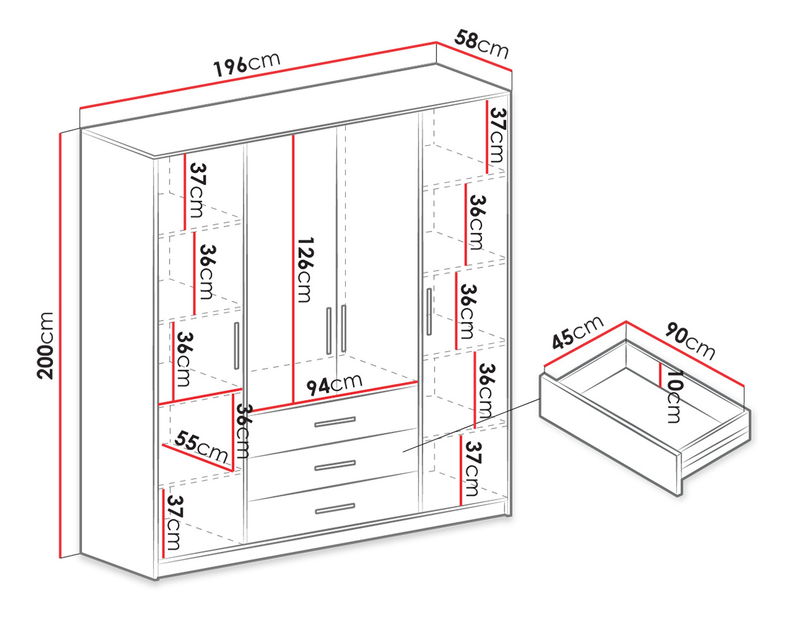 Ormar s ogledalom Nolan D4 (bijeli)