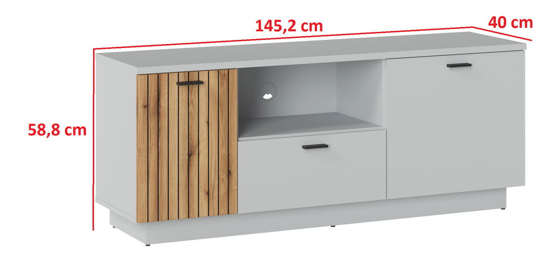 Masă TV/Dulap Veresa F03 (Cenușă + Stejar coast evoke)