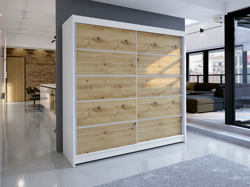 Dulap de haine Tatiana 4 (alb + artisan)