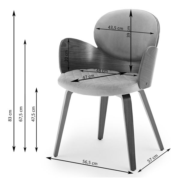 Stolica Aimee K (bež + orah)