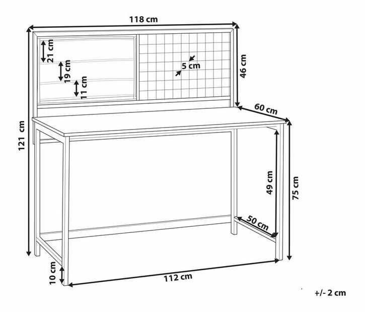 PC stolík Vuk (čierna + tmavé drevo) 
