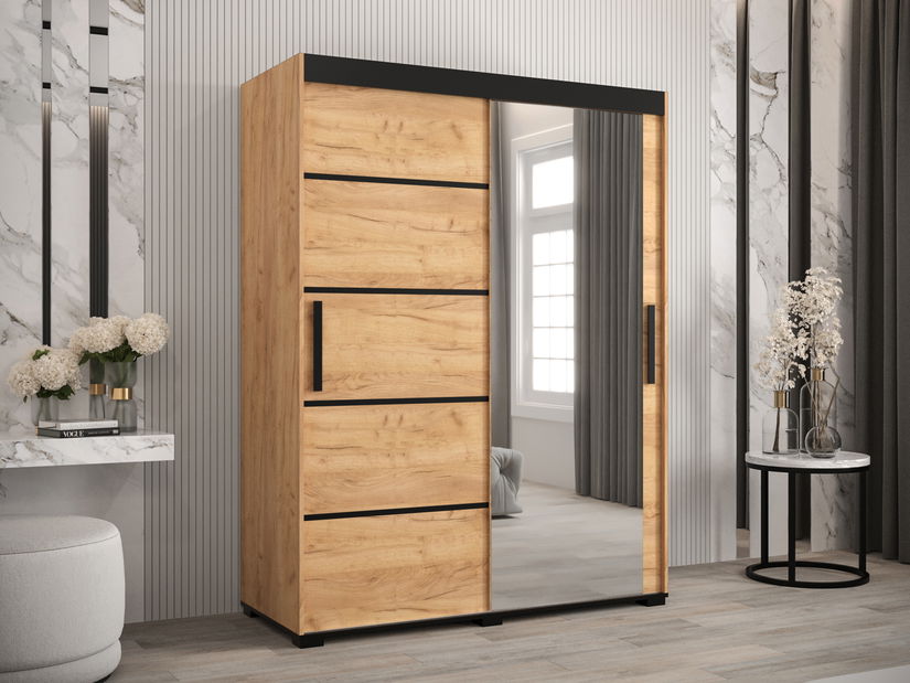 Ruhásszekrény 150 cm Bernard V2 (arany craft tölgy + fekete)