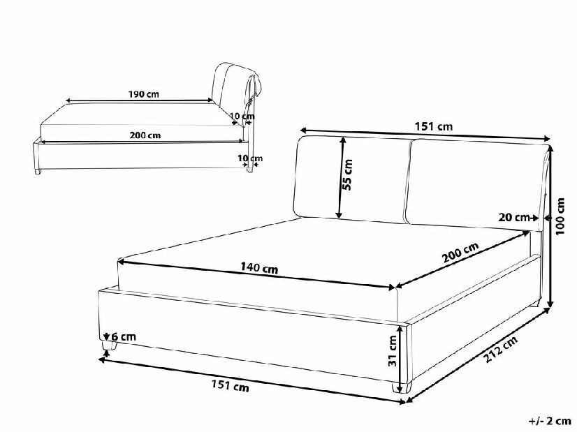 Pat cu saltea cu apă 140 cm Blas (bej) (cu somieră și saltea)