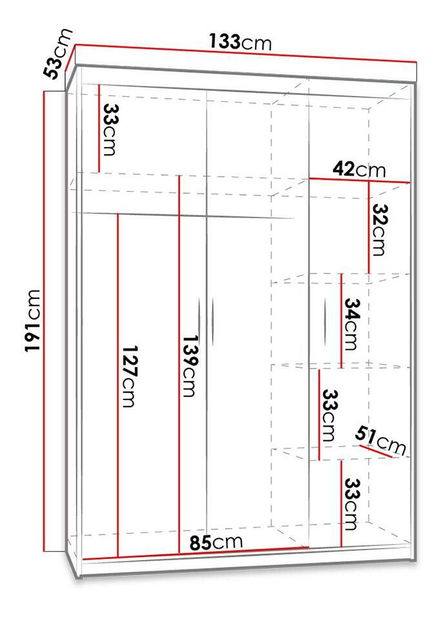 Šatníková skriňa 3D Milica (Dub lefkas)