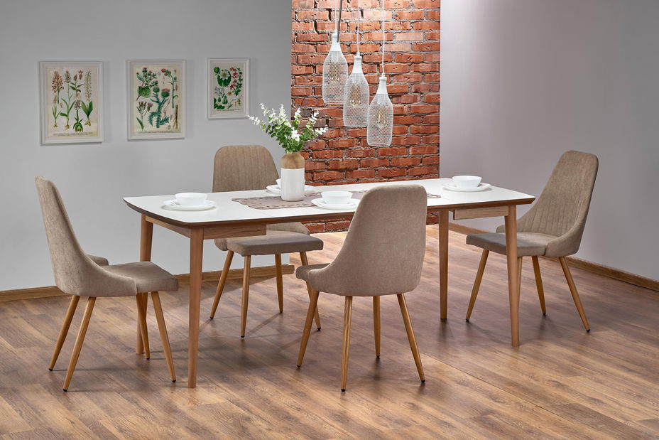 Jedálenský stôl Avaros (pre 4 až 8 osôb) (biela + dub lefkas)
