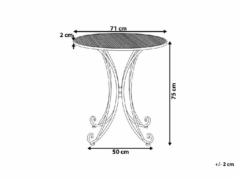 Masă de grădină 71 cm CINQUE (metal) (gri) (pentru 4 persoane)