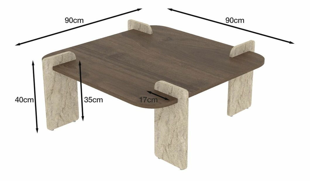 Konferenčný stolík Afro (orech + travertín)