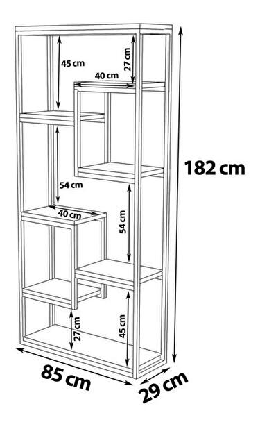 Regál Emine (orech + čierna) 