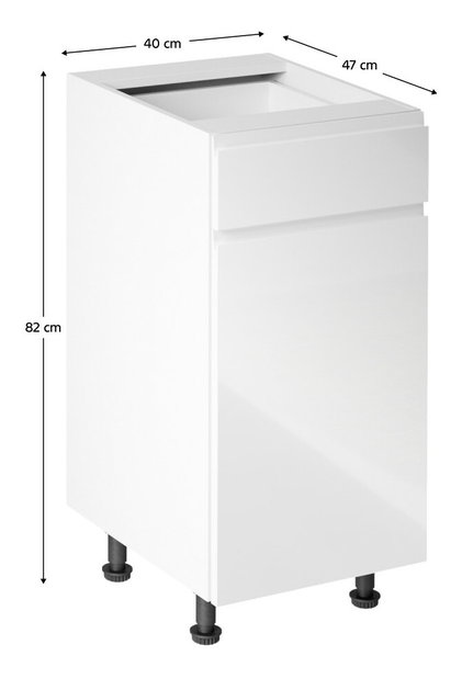 Dulap inferior de bucătărie D40S14 Aurellia (Alb + Alb lucios) (D)