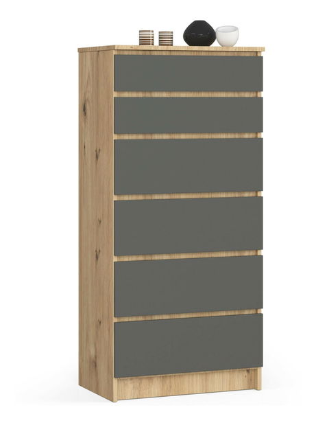 Komód Kalista III (artisan tölgy + szürke)