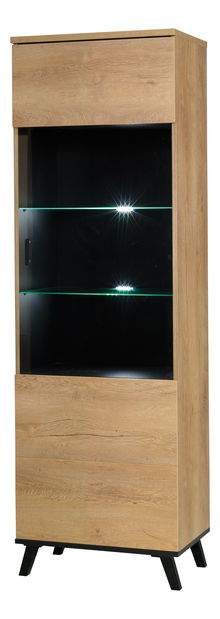 Vitrină Juha 2 (stejar lefkas + negru) (S)