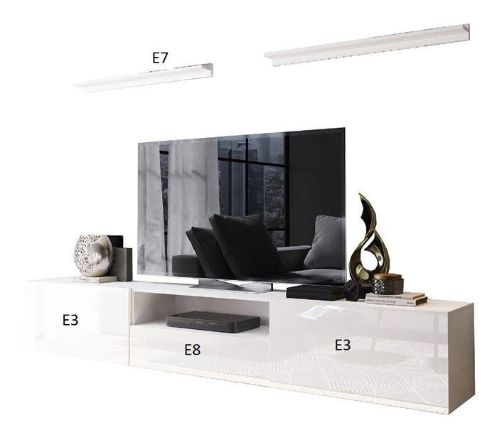 Nappali bútorsor Berny 21 (fekete + fényes fekete)