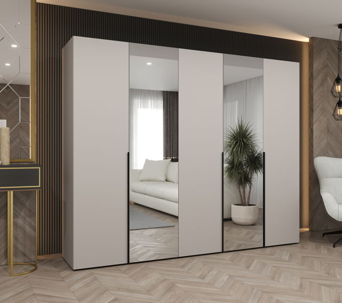 Šatníková skriňa 250 cm Alice 2 (kašmír + čierna)