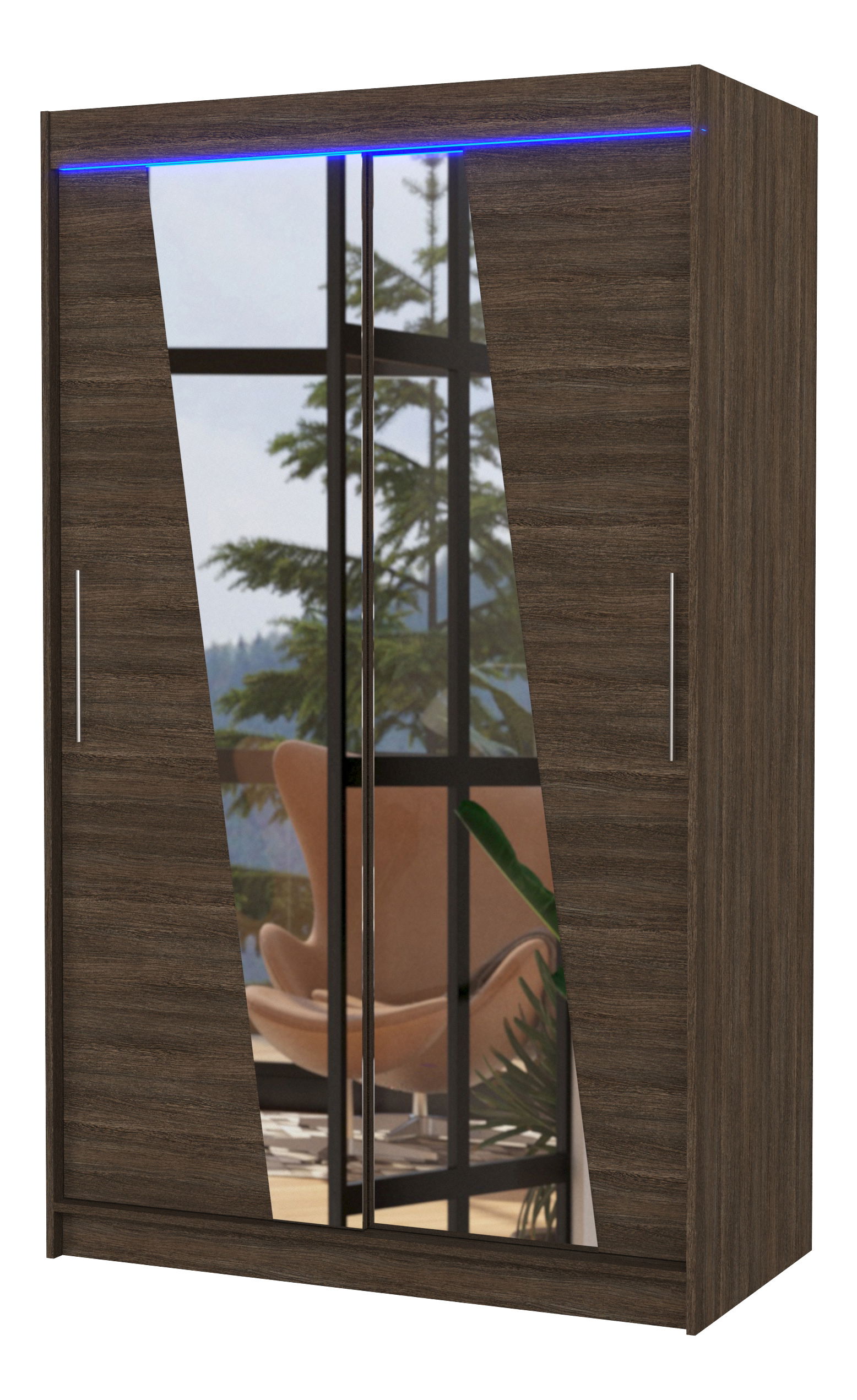 Dulap de haine Tolex (choco) (cu iluminat LED) (cu oglindă)