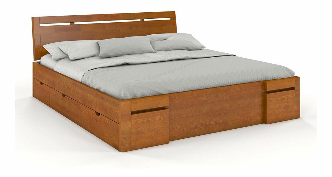 Manželská posteľ 180 cm Naturlig Bokeskogen High Drawers (borovica)