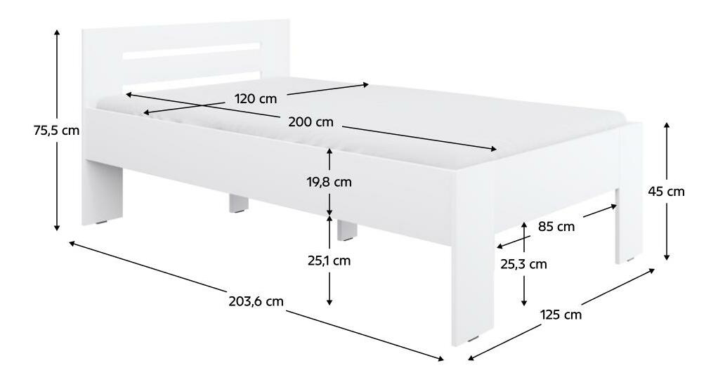 Pat de o persoană 120x200 cm Boyard (alb)