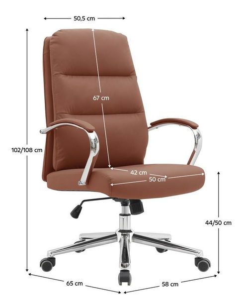 Kancelárske kreslo Adonyx (hnedá camel + chróm)