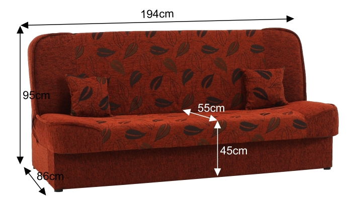 Pohovka trojsedačka Asora (tehlová) *výpredaj