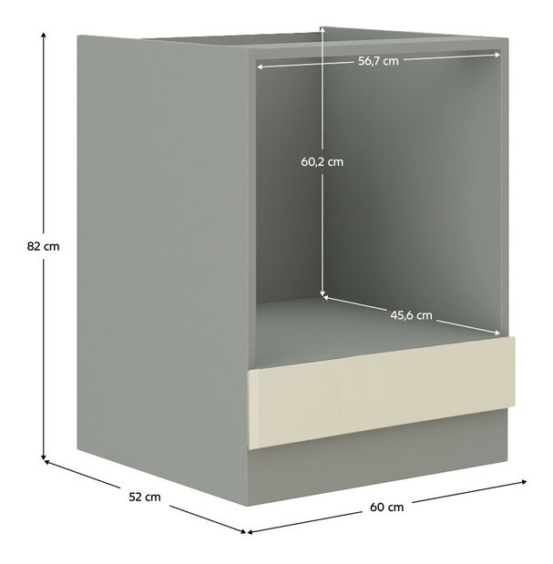 Dulap inferior de bucătărie sub cuptor 60 DG Pleitton (Crem ultralucios)