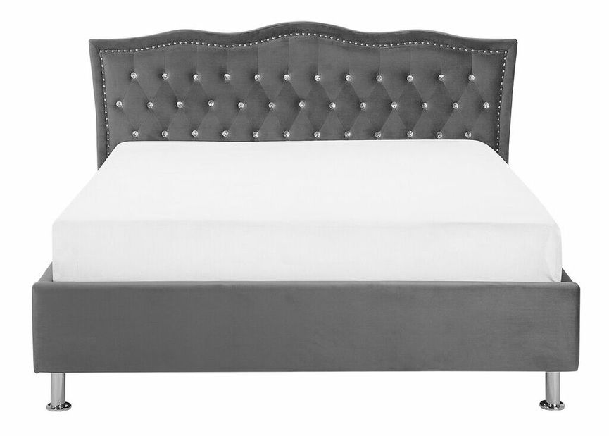 Bračni krevet 140 cm MATH (s podnicom) (tamno siva baršunasta)