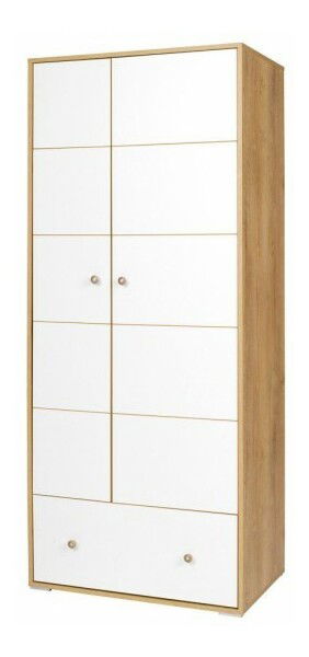 Dulap cu rafturi Minley M2 (stejar lefkas + alb)