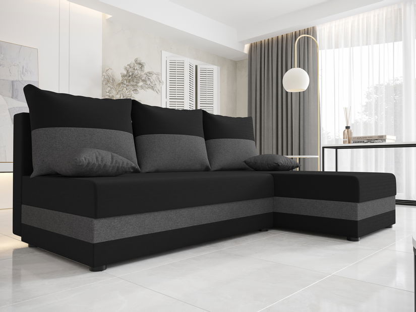 Sarok ülőgarnitúra Harmony L (fekete + szürke) (J)