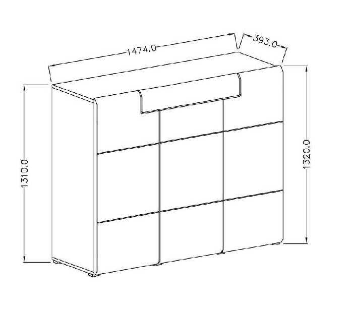 Komoda Tamie Typ 76 (biela + lesk biely)