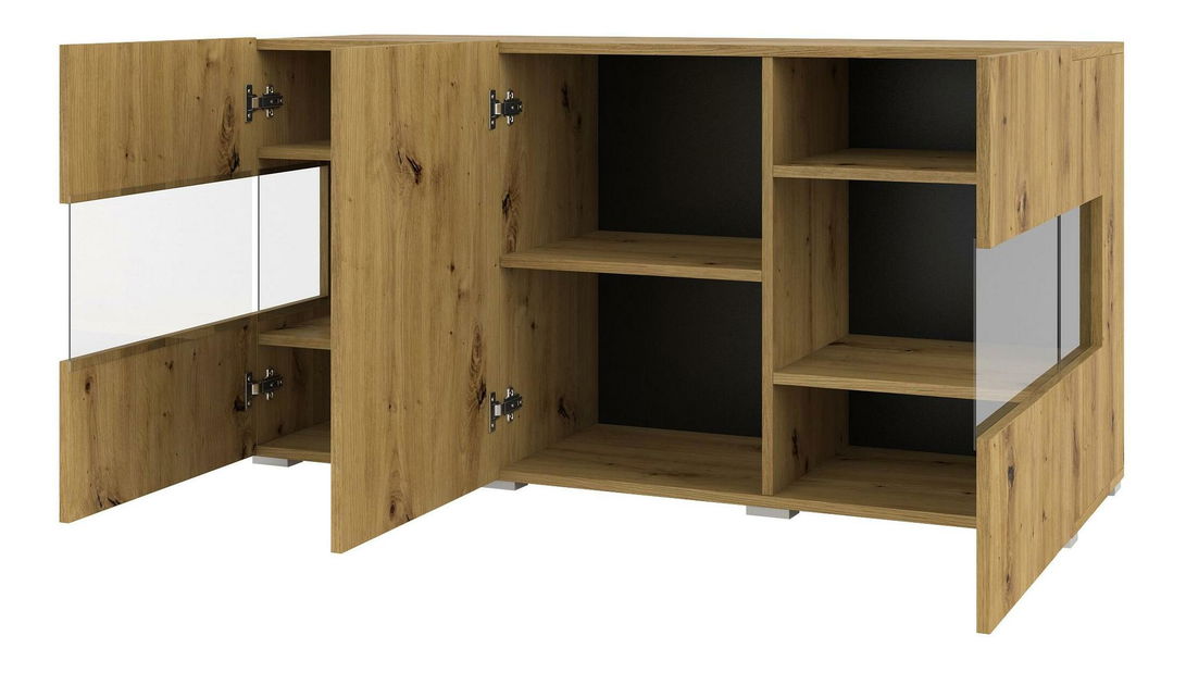 Vitrină Avernic Typ 25 (negru + Stejar artisan)