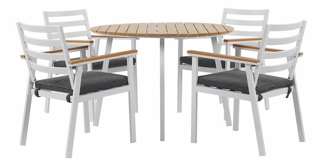 Set mobilier de grădină COVELL (alb) (pentru 4 persoane)