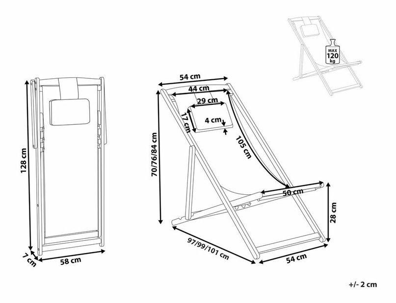 Kerti nyugágy AVELLO (fa) (világosbarna)