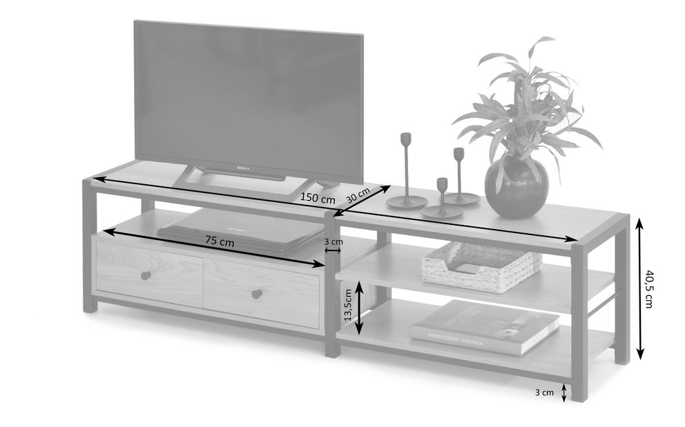 TV stolík/skrinka Elena (čierne drevo + čierna)