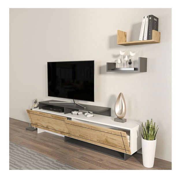 Obývacia stena Tammeko (biela + dub + antracit)