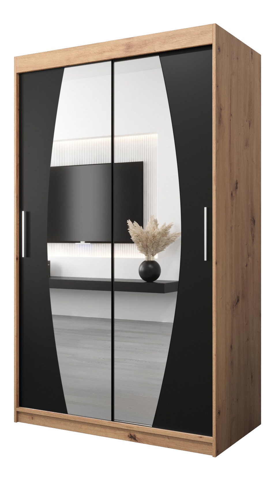 Šatníková skriňa 120 cm Eclipse (dub artisan + čierna matná)