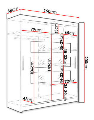 Dulap cu uși culisante Primrose VII (alb) (iluminat LED RGB color) *vânzare stoc