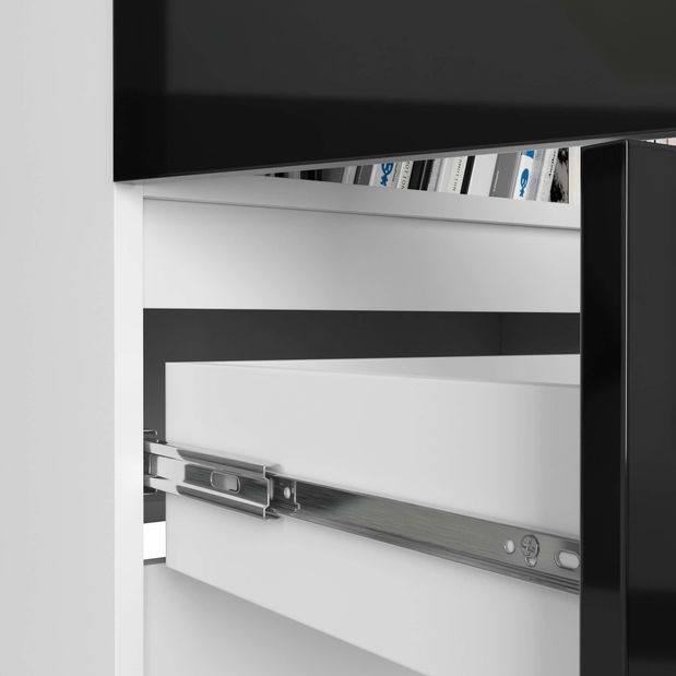 Dulap cu rafturi Renzo (Alb + negru lucios)