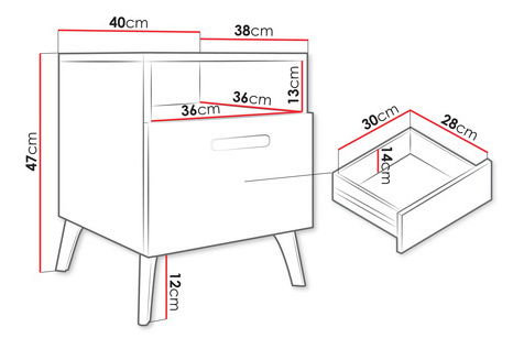 Noptieră Rostasi 1SZ (alb + alb lucios + auriu)