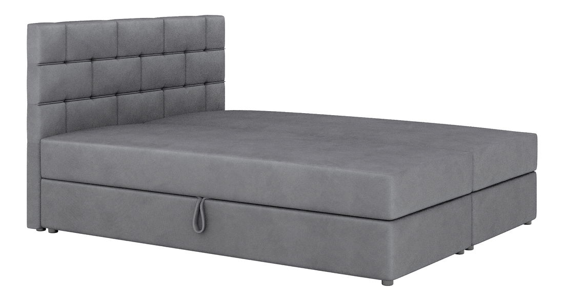 Franciaágy Boxspring 180x200 cm Waller Comfort (sötétszürke) (ágyráccsal és matraccal)