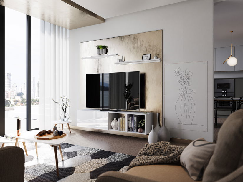 Obývacia stena Berny 17 (biela + biely lesk)