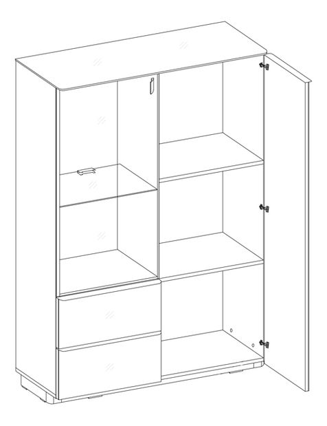 Vitrinek szekrény Toft Típus 44 (fehér + fekete üveg)