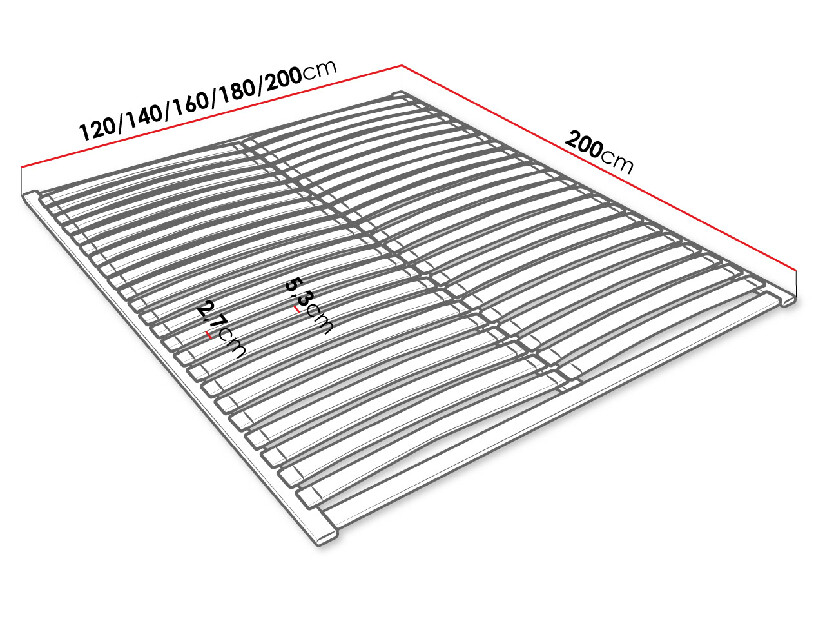 Rošt lamelový 200x180 cm Rimini 