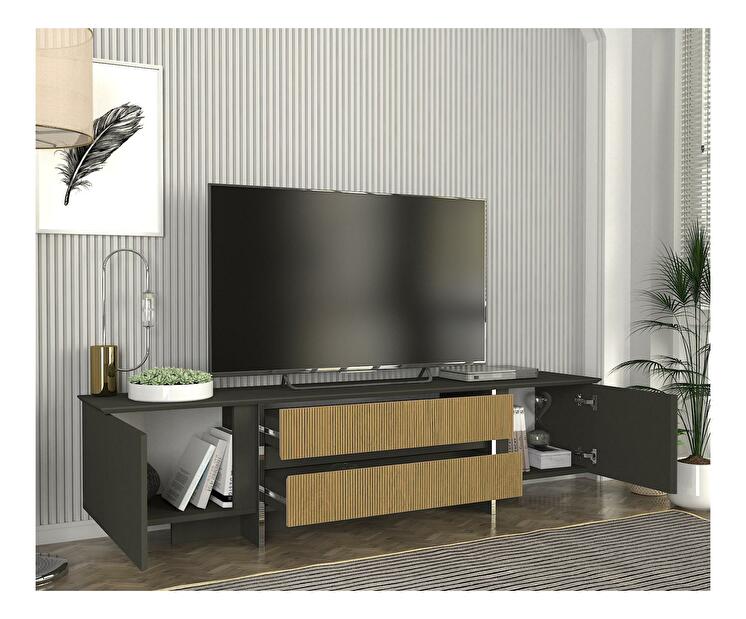 TV asztal/szekrény Konomi (antracit + dió) 