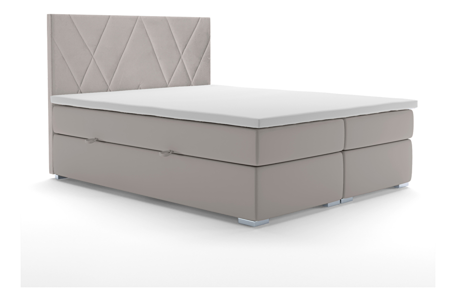 Pat matrimonial Boxspring 160 cm Lanarra (bej) (cu sp. depozitare)