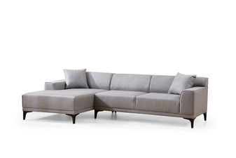 Kutna garnitura Petrafonzo (L) (svijetlosiva + crna)