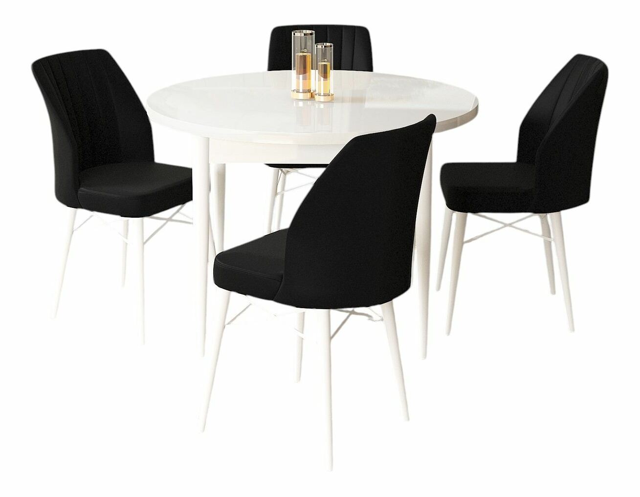 Jedálenský set Roxie (biela + čierna) (pre 4 osoby)