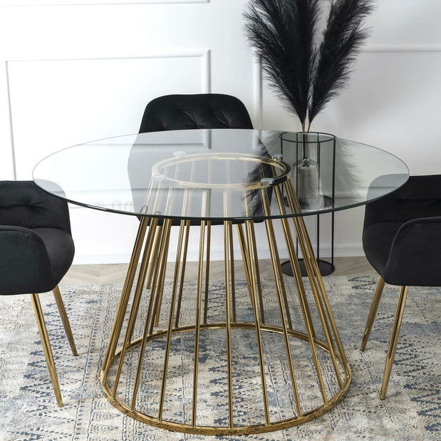 Jedálenský stôl Ofendido (zlatá) (pre 4 osoby)