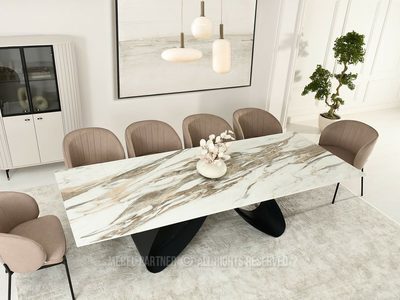 Blagovaonski stol Pagina (mramor + crna)