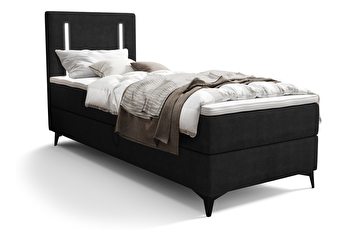 Egyszemélyes ágy 80 cm Ortega Bonell (fekete) (ágyráccsal és tárolóhely nélkül) (LED világítás)