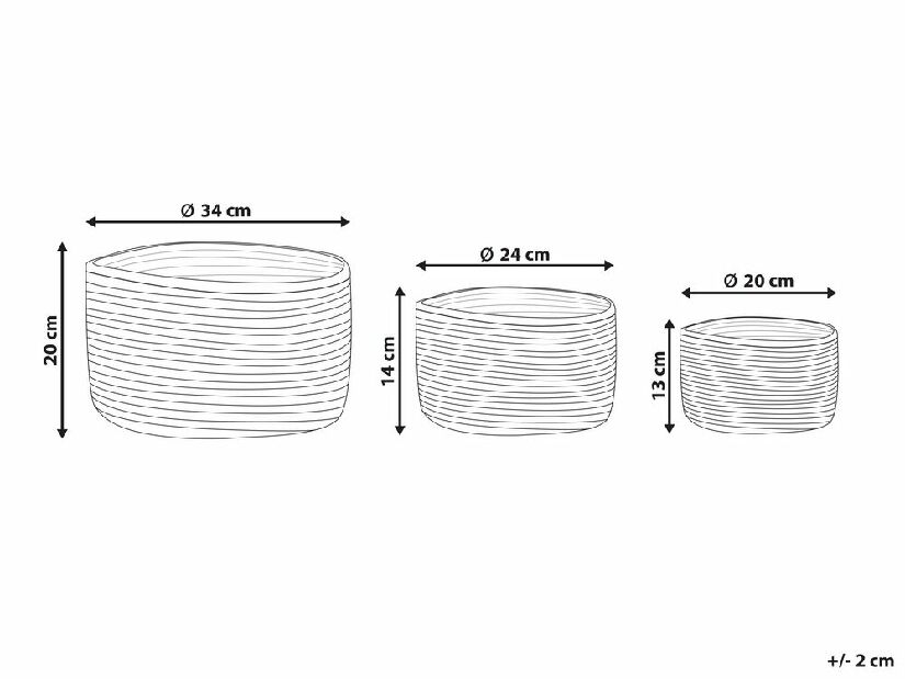 Set 3 ks úložných košov Kahza (prírodná)